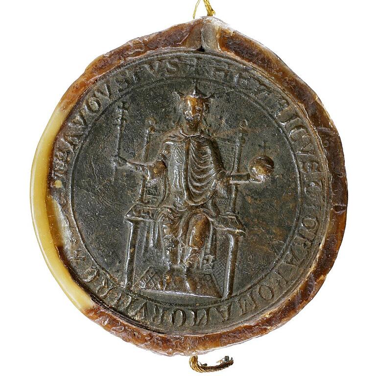 Das Siegel von Heinrich VII. ist auch auf einer eigens geprägten Silbermünze zum Jubiläum verewigt.
