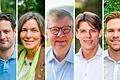 Sie diskutieren am 26. September bei der Main-Post-Wahlarena in Veitshöchheim (von links): Björn Jungbauer (CSU), Kerstin Celina (Bündnis 90/Die Grünen), Volkmar Halbleib (SPD), Felix von Zobel (Freie Wähler), Markus Jordan (FDP).