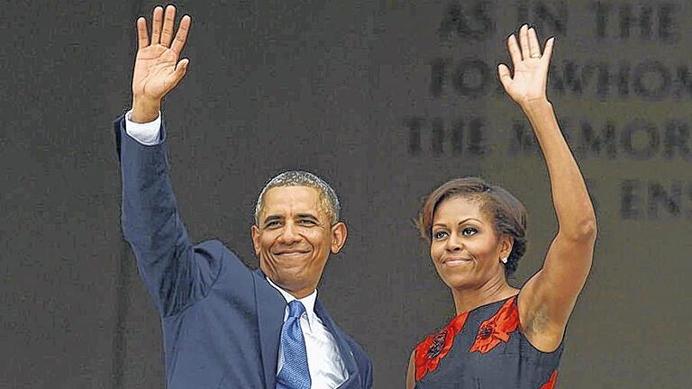 Umjubelt: US-Präsident Barack Obama und Frau Michelle nach dessen Rede am Mittwoch in Washington.