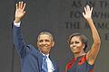 Umjubelt: US-Präsident Barack Obama und Frau Michelle nach dessen Rede am Mittwoch in Washington.