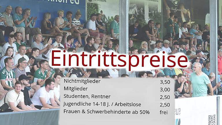 Frauen zahlen auf Amateur-Fußballplätzen wie bei dieser Preisliste aus Gerolzhofen häufig keinen Eintritt. Das Foto der Zuschauer in dieser Bild-Montage ist auf einem anderen Sportplatz entstanden. Frauen zahlen auf Amateur-Fußballplätzen wie bei dieser Preisliste aus Gerolzhofen häufig keinen Eintritt. Das Foto der Zuschauer in dieser Bild-Montage ist auf einem anderen Sportplatz entstanden.