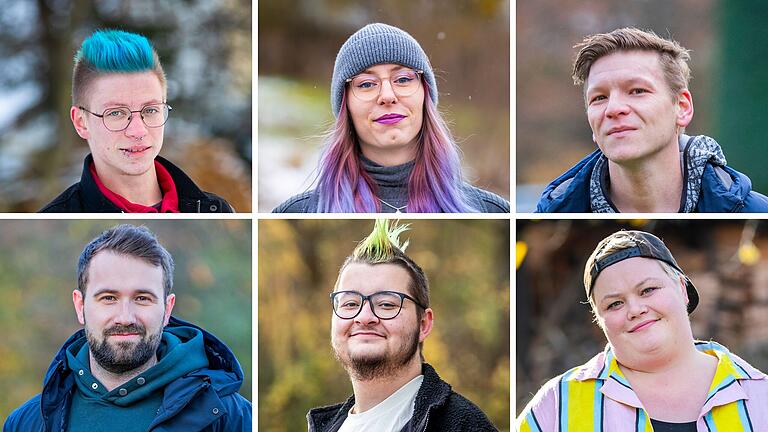Gerade auf dem Land ist das Coming-out ein langer Prozess, der mit Ängsten verbunden ist. Sie berichten, was sie als queere Menschen vom Land erlebt haben: (oben v.l.) Jannis Büttner, Helena Fries, Adam Bopp, (unten) Sebastian Hofmann, Vincent Steppert und Lor. Gerade auf dem Land ist das Coming-out ein langer Prozess, der mit Ängsten verbunden ist. Sie berichten, was sie als queere Menschen vom Land erlebt haben: (oben v.l.) Jannis Büttner, Helena Fries, Adam Bopp, (unten) Sebastian Hofmann, Vincent Steppert und Lor.