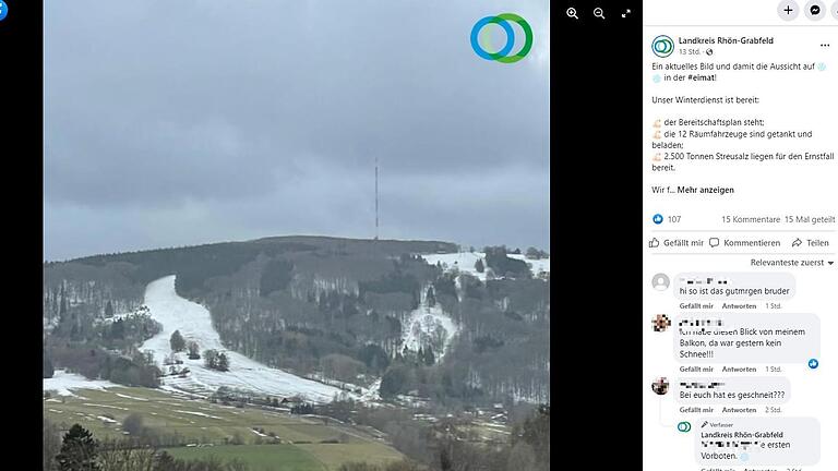 Laut Landratsamt Rhön-Grabfeld am Donnerstagnachmittag entstanden: Der Landkreis teilt dieses Foto auf seiner Facebook-Seite als aktuelles Bild. Laut Landratsamt Rhön-Grabfeld am Donnerstagnachmittag entstanden: Der Landkreis teilt dieses Foto auf seiner Facebook-Seite als aktuelles Bild.