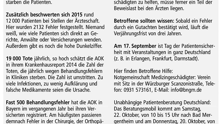 Behandlungsfehler. Hilfe für Opfer. 5. September 2016       -  Darauf kam es an: Hilfe für Opfer ärztlicher Behandlungsfehler.