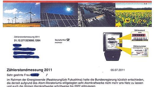 Besser in den Papierkorb: Seltsame Aufforderung zur Zählerstandmessung.