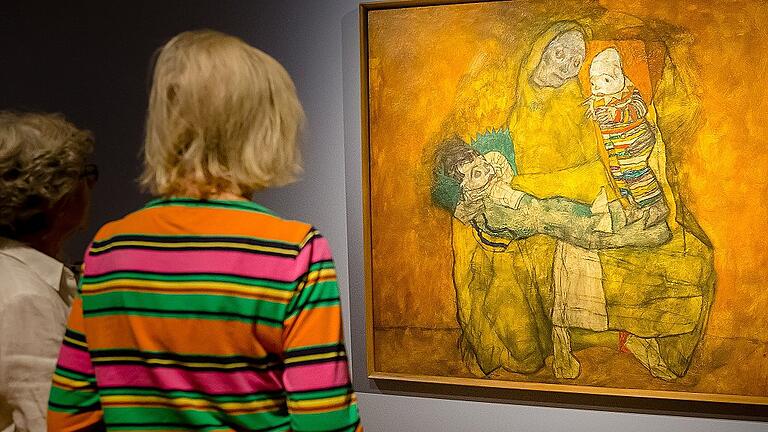 &bdquo;Mutter mit zwei Kindern&ldquo; lautet der Titel dieses Werkes von Egon Schiele in der Ausstellung im Museum Georg Schäfer.