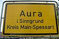 Ortsschild Aura       -  Aura