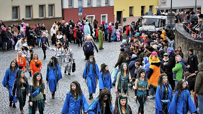 MKG-Faschingszug: Endlich wieder Fasching feiern. Die Narren ließen sich die Laune durch das mittelprächtige Wetter nicht verderben.