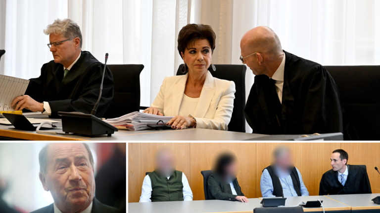 Combo Erwin Müller Prozess.png       -  Die Adoptivmutter Anita Müller traf mit den Rechtsanwälten Anton Steiner (links) und Matthias Rösler vor Gericht in Ulm auf die klagenden Adoptivkinder. Erwin Müller selbst war nicht da.