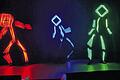 Auftritt im Dunkeln: Der &bdquo;Light Electronic Dance&ldquo; war der Höhepunkt des Bunten Abends in Rohrbach. Als drei &bdquo;Strichfiguren&ldquo; in Rot, Blau und Grün tanzten Carolin und Kerstin Interwies sowie Kathrin Hoppe.