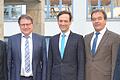 Verabschiedung im Landratsamt. Von links: Frank Hart, Dieter Popp, Landrat Florian Töpper, Alfred Rösch und Udo Schmitt.