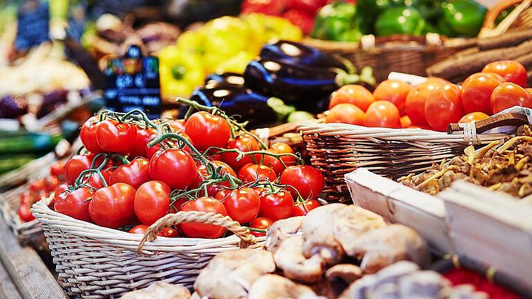 Fresh healthy bio fruits and vegetables on market       -  &bdquo;Bio kann jeder&ldquo; heißt ein Workshop, in dem es um Bio-Gemeinschaftsverpflegung geht.