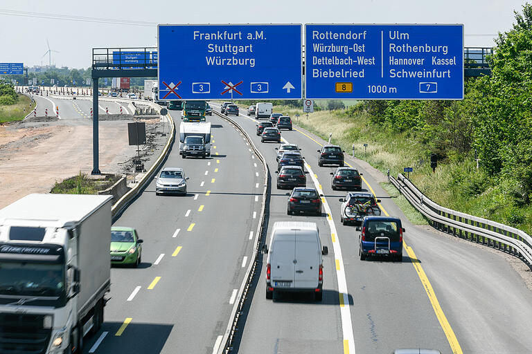 Achtung Baustelle: hier in der Nähe des Biebelrieder Autobahnkreuzes.