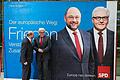 SPD - Europawahlkampf       -  Martin Schulz (l), Spitzenkandidat der Sozialdemokraten zur Europawahl, und Außenminister Frank-Walter Steinmeier während eines Auftritts zum Europawahlkampf in Berlin.