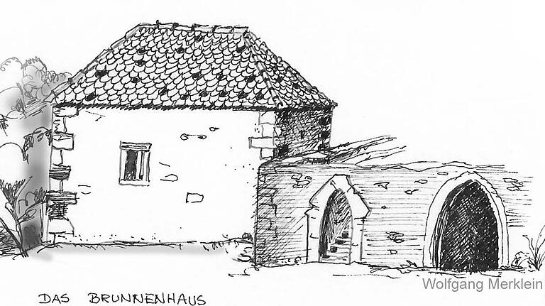 Das Brunnenhaus nach einer Zeichnung von F. Hein 1879 von Wolfgang Merklein gemalt. Das Brunnenhaus nach einer Zeichnung von F. Hein 1879 von Wolfgang Merklein gemalt.