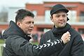 Ab sofort stehen Julian Grell (rechts) und Josef Francic (links), wie hier im April 2024, beim TSV Aubstadt wieder gemeinsam an der Seitenlinie.