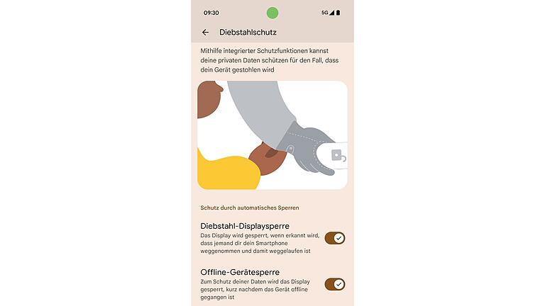 Diebstahlschutz       -  Diebstahlschutz: Android 15 sperrt das Smartphone automatisch, wenn es entrissen wird oder bei Diebstahl durch Fernsperre.