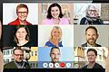 Sie wollen im großen Wahlkreis 248 (Bad Kissingen) als Direktkandidaten für die Bundestagswahl am 26. September antreten: Sabine Dittmar (SPD, oben von links), Dorothee Bär (CSU), Sonja Johannes (Die Partei), Manuela Rottmann (Bündnis90/Die Grünen, Mitte von links), Freia Lippold-Eggen (AfD), Frank Helmerich (Freie Wähler), Karl Schenk Graf von Stauffenberg (FDP, unten von links), Claus Scheeres (Die Linke) und Michaela Reinhard (ÖDP).