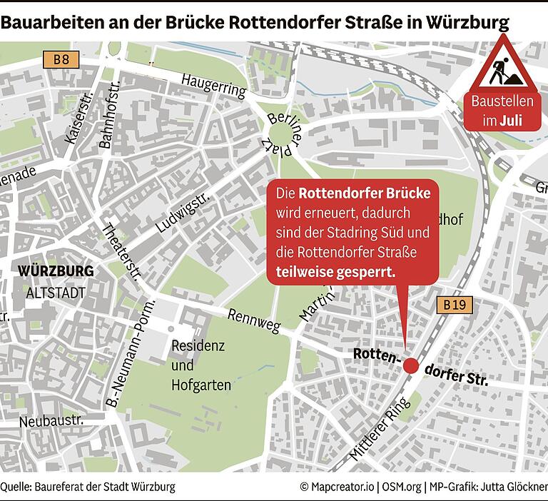 Baustellen, Sperrungen und Umleitungen im Juli 2024: Hier müssen Autofahrer in Würzburg mit Staus rechnen