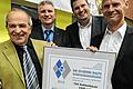 Die Silberne Raute des BFV verlieh Ludwig Bauer (links) an Dieter Deckert, Matthias Purucker und Andreas Förster vom TSV.