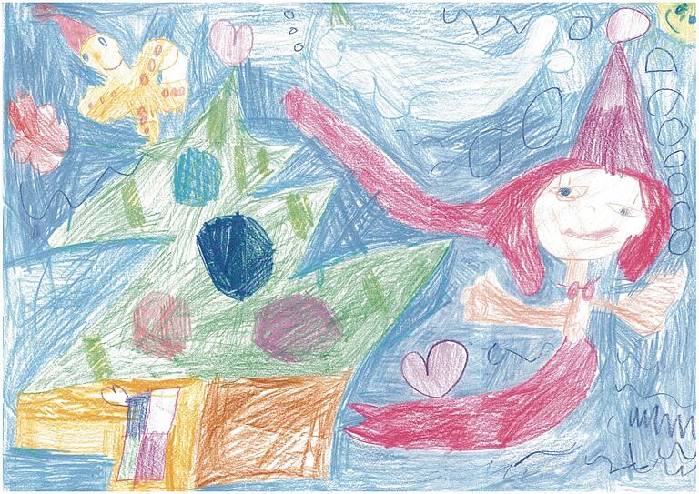 Ozeanisch schöne Stimmung: Lea Markert (5) aus Burkardroth hat beim Mal-Wettbewerb 'Weihnachten einmal anders' gewonnen.
