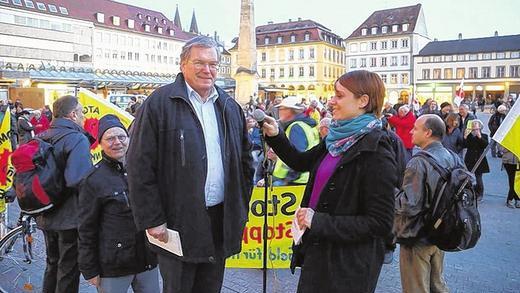 Atomprotest: Hubert Weiger und Organisatorin Jenifer Gabel.