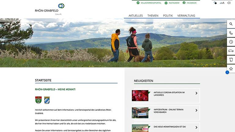 Die Startseite der neugestalteten Homepage des Landkreises Rhön-Grabfeld.