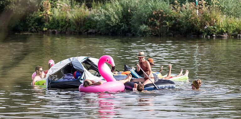 Das Mainufer in der Sanderau in Würzburg ist bei Schwimmern beliebt.