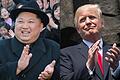 FILES-COMBO-US-NKOREA-DIPLOMACY-TRUMP-KIM       -  Nordkoreas Diktator Kim Jong Un (links) und US-Präsident Donald Trump als Friedenssicherer?