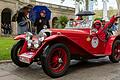 Am Ziel im Kurgarten von Bad Kissingen angekommen: die Teilnehmer der 'Franken Classic' mit ihren historischen Fahrzeugen und Oldtimern. Bei Regenschauer erreichte dieser Riley MPH Special aus dem Jahr 1936 das Ziel.