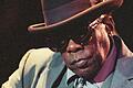 John Lee Hooker 1990 bei einem Konzert in Paris.