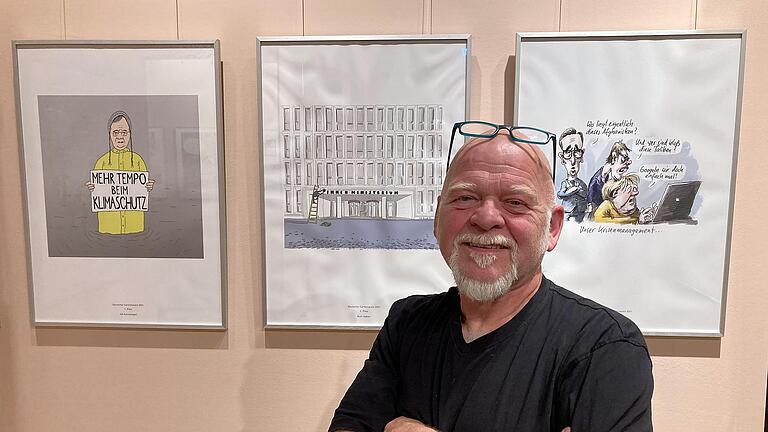 Kabarettist Bernd Gieseking hielt die Laudatio zur Eröffnung der Ausstellung im Museum Obere Saline.       -  Kabarettist Bernd Gieseking hielt die Laudatio zur Eröffnung der Ausstellung im Museum Obere Saline.