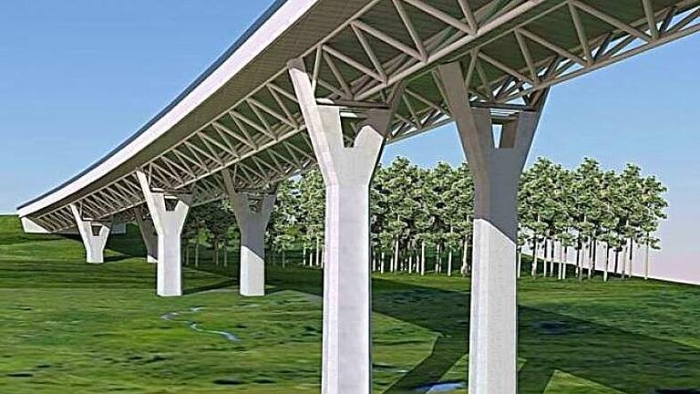 Talbrücke Römershag: Abriss steht noch aus - So ähnlich soll die Talbrücke Römershag an der A7 nach ihrem Neubau aussehen. Talbrücke Römershag: Abriss steht noch aus - So ähnlich soll die Talbrücke Römershag an der A7 nach ihrem Neubau aussehen.