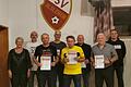Auf dem Bild Margit Kast (Vorstand Öffentlichkeit), Michael Hofmann, Daniel Dömling, Klaus Roth, Heinz Hübner, Walter Vorndran, Manfred Zeis, Sebastian Kneuer (Vorstand Sport).