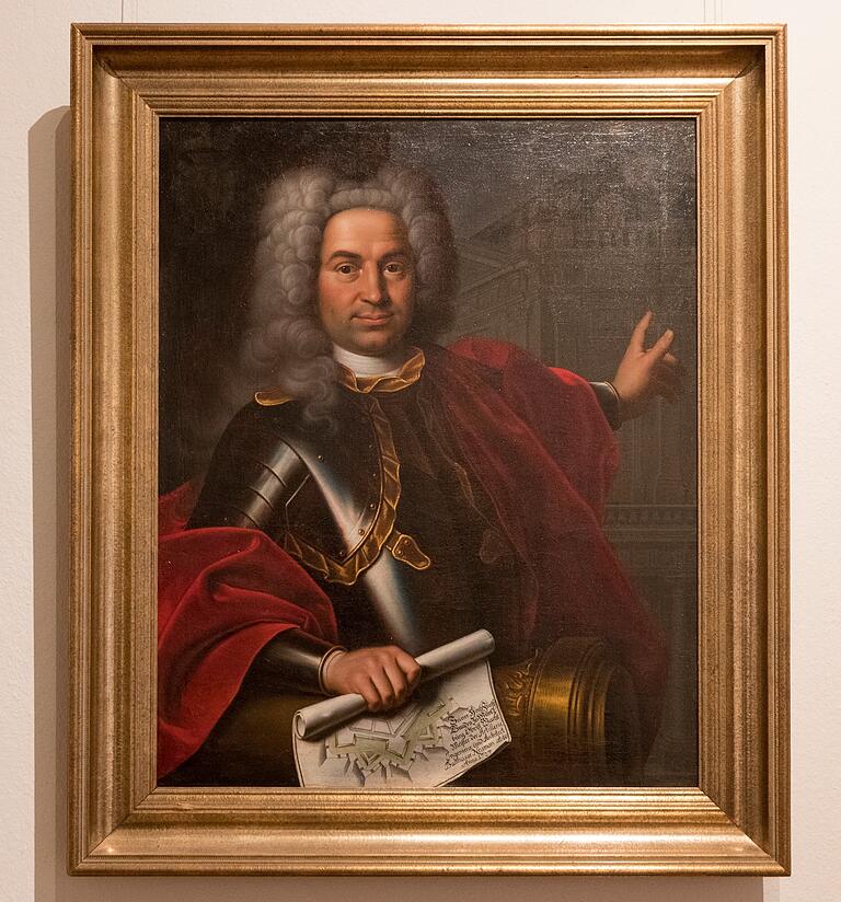 Portrait von Balthasar Neumann, gemalt 1727 von Marcus Friedrich Kleinert. Das Bildnis hängt heute im Museum für Franken auf der Festung Marienberg. Portrait von Balthasar Neumann, gemalt 1727 von Marcus Friedrich Kleinert. Das Bildnis hängt heute im Museum für Franken auf der Festung Marienberg.