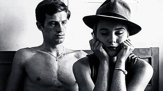 Jean-Paul Belmondo mit Alain Delon in &bdquo;Sei schön und halt den Mund&ldquo; (1957, oben), mit Jean Seberg in &bdquo;Außer Atem&ldquo; (1959) sowie in &bdquo;Der Profi&ldquo; (1981).