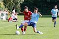 Yannik Hörning (links) traf für den SV Birkenfeld im Duell der Aufsteiger gegen den ETSV Würzburg (rechts David Riepel).