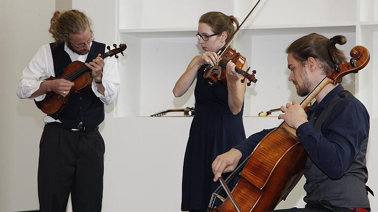 Das groovende Streichtrio in der Kunsthalle       -  (oli)   Von wegen, Streichinstrumente sind langweilig. Duck Tape Ticket aus Köln bewiesen bei der Nachsommer-Matinee in der Großen Halle der Kunsthalle das Gegenteil. Ein erfrischender, musikalisch auf hohem Niveau stehender Vormittag mit drei Musikern, die zu Recht Gewinner des Future Sounds Wettbewerb der Leverkusener Jazz-Tage sind und die nicht nur wegen ihres kürzlich erschienenen dritten Studio-Albums weiter von sich hören lassen werden. Anna-Sophie Dreyer an der Viola, Paul Bremen (Violine und Viola) und Cellist Veit Steinmann bauten mit ihren Liedern eine &bdquo;musikalische Leinwand&ldquo;, wie Nachsommer-Chef Clemens Lukas fand. Eine höchst komplex aufgebaute Leinwand, die vor allem eines kann: grooven. Der Sound-Mix von Jazz, Pop, Folklore und klassischen Elementen war erfrischend, was man aus den Instrumenten streichend, zupfend, oder sie als eine Art Gitarre einsetzend herausholen kann, erstaunlich. Zum Klanggenuss trug auch die Akustik der Großen Halle bei, in der das Trio unverstärkt spielen konnte. Die Kompositionen sind geprägt davon, dass aus allen möglichen musikalischen Ecken Elemente ohne Rücksicht auf stilistische Grenzen gemischt werden. Heraus kommen dann beeindruckende Klanggebilde wie &bdquo;News from Aleppo&ldquo;, bei dem man das Leid der Zivilbevölkerung im syrischen Bürgerkrieg fast mit Händen greifen kann.