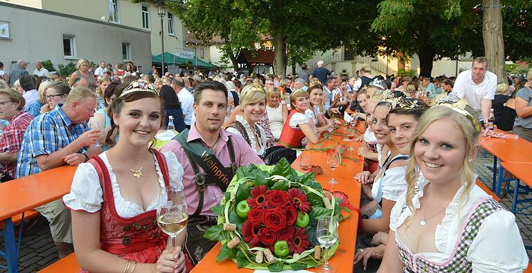 Die Vor-Corona-Zeit: Weinprinzessinnenrunde mit Prinz bei der Eröffnung des Rödelseer Weinfests im Jahr 2015.