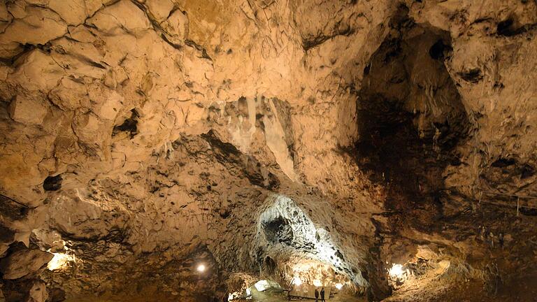 92073194.jpg       -  Sie wirkt wie ein Tor zu einer anderen Welt: In der Kasthöhle Hohle Fels haben Forschende 35.000 Jahre alte Lochstäbe entdeckt.