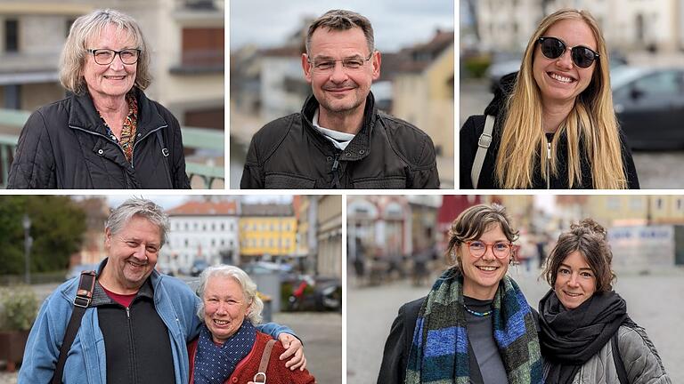 Was halten Sie von der Reaktivierung der Wehrpflicht? In einer Straßenumfrage antworteten Doris Höhn, Rene Schmiedel, Katharina Rogers (oben von links), Rudolf (63) und Christine Keller (70), Verena Wolter (29) und Marie Zieger (37, unten von links).