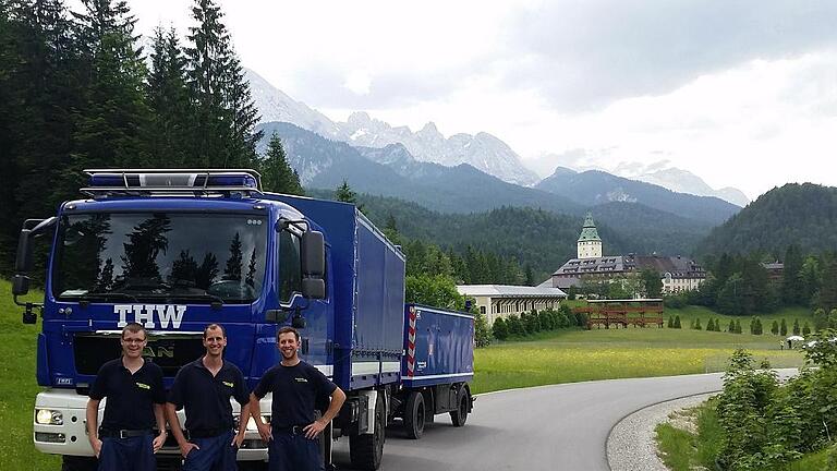 Einsatz beendet: Stefan Koller, Florian Lotter und Stefan Koch bei der Abreise aus Elmau. Einsatz beendet: Stefan Koller, Florian Lotter und Stefan Koch bei der Abreise aus Elmau.