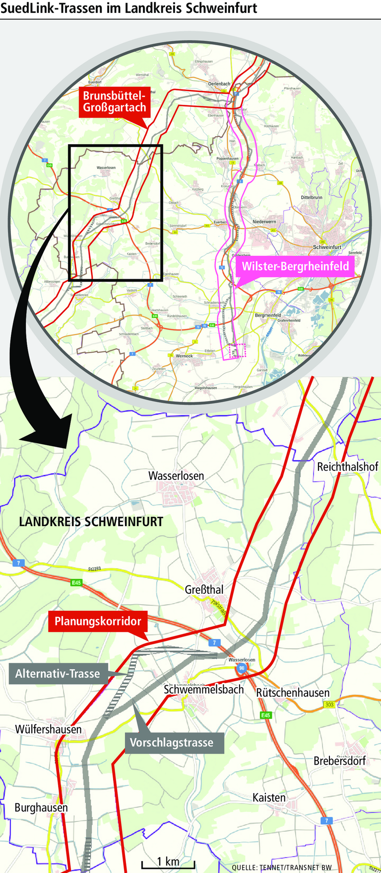 Umstrittene SuedLink-Stromtrasse auch im Westen des Kreises Umstrittene SuedLink-Stromtrasse auch im Westen des Kreises