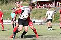 Wird er ein Nullfünfer? Stürmer Markus Einsiedler (am Ball) spielte am Wochenende zweimal vor beim FC 05 Schweinfurt. Hier setzt er sich gegen den Fuchsstadter Michael Emmer durch.