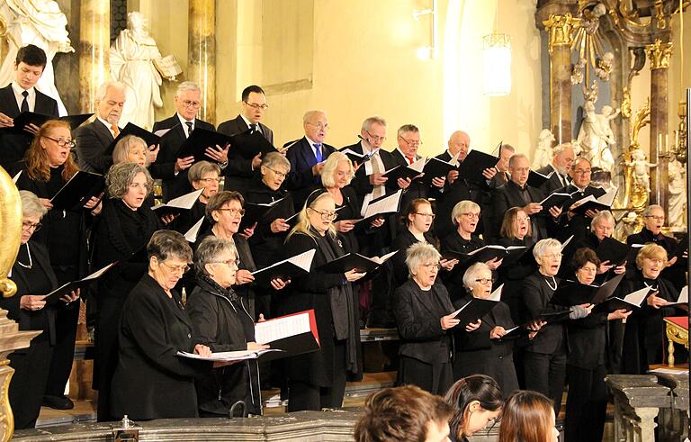 Der Projektchor des pastoralen Raums Gerolzhofen unter der Leitung von Kantor Karl-Heinz Sauer begeisterte beim traditionellen Weihnachtskonzert am vierten Adventssonntag im Steigerwalddom rund 350 Musikliebhaber. Der Projektchor des pastoralen Raums Gerolzhofen unter der Leitung von Kantor Karl-Heinz Sauer begeisterte beim traditionellen Weihnachtskonzert am vierten Adventssonntag im Steigerwalddom rund 350 Musikliebhaber.