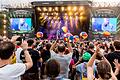 Nach langer Corona-Zwangspause können 2022 wieder viele Festivals stattfinden. Das Foto ist 2019 bei 'Rock im Park' in Nürnberg entstanden. Auf der Bühne spielt die Band 'SDP'.