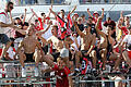 Fussball, 3. Liga, FC Würzburger Kickers - FC Energie Cottbus       -  v.li.: Simon Skarlatidis (FC Würzburger Kickers) feiert mit den Fans, Fussball, 3. Liga, FC Würzburger Kickers - FC Energie Cottbus, [Foto: foto2press.de, Schwarzwaldstraße 19, 69124 Heidelberg - Tel +49 (0)6221 718837 - info@foto2press.de - www.foto2press.de - Veröffentlichung nur mit Urheberangabe gegen Honorar gestattet und Belegexemplar erbeten *** Lieferung erfolgt ausschließlich unter Anerkennung der AGB, einzusehen unter http://www.foto2press.de/agb *** Foto nur für redaktionelle Verwendung - no model release!]