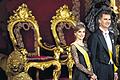 Der Thron wartet: Kronprinz Felipe mit seiner Frau Letizia im Thronsaal in Madrid. Diese Woche werden sie König und Königin von Spanien.Daniel Ochoa de Olza, afp