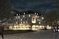 So soll das künftige Hotel am Paradeplatz bei Nacht aussehen: Der Siegerentwurf des Fassadenwettbewerbs kommt vom Büro Geisel Architekten aus Würzburg. Erkennbar sind die großen Fensterfronten im Erdgeschoss zum Paradeplatz hin.&nbsp;