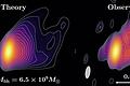 Das theoretische Modell (links) und die astronomischen Beobachtungen (rechts) der Abschussstelle des relativistischen Jets von M87 stimmen sehr gut überein.  Foto: Bild: Alejandro Cruz-Osorio / Goethe Universität Frankfurt       -  Das theoretische Modell (links) und die astronomischen Beobachtungen (rechts) der Abschussstelle des relativistischen Jets von M87 stimmen sehr gut überein.  Foto: Bild: Alejandro Cruz-Osorio / Goethe Universität Frankfurt